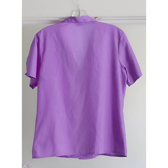 Vintage 1970s Casual Corner Button Front Blouse - Lavender - Med/Large - Picture 3 of 10